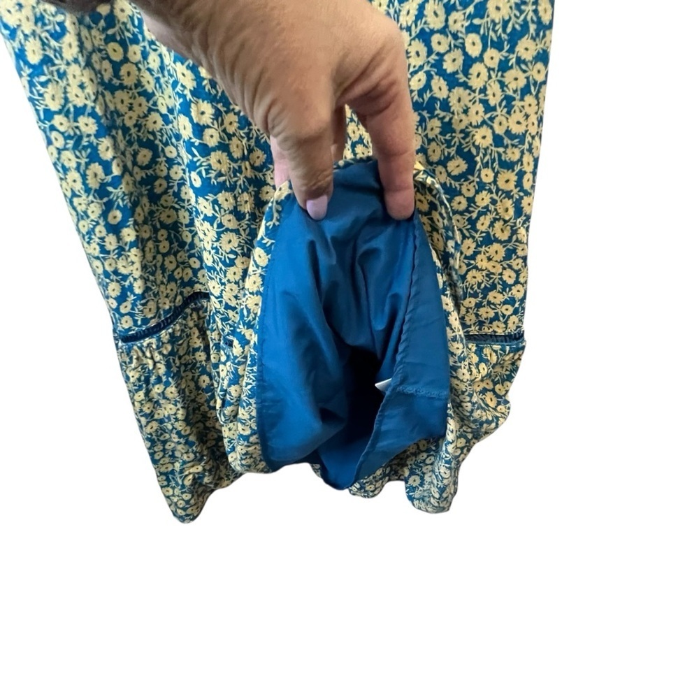 Lost + Wander Blossom Bloom Teal Gold Ditzy Floral Smocked Bodice Dress SZ XS - Picture 10 of 16